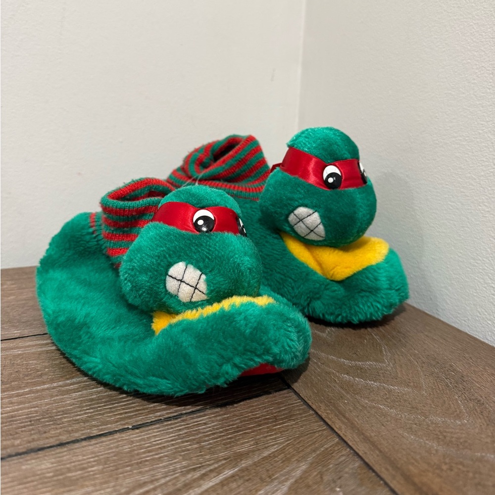 Vintage 1991 Teenage Mutant Ninja Turtles Raphael Kids Slippers, Size  13-1 XL